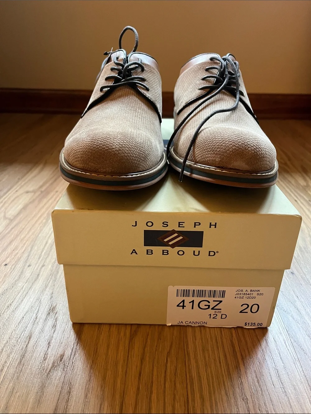 Joseph Abboud Beige/Tan Men’s Textured Derby Oxfords